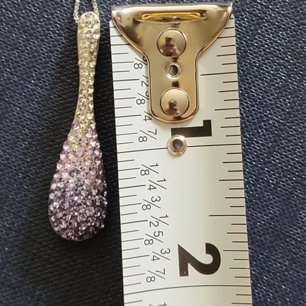NWOT Sterling Silver /Swarovski Crystal Teardrop Pendant - Picture 5 of 7